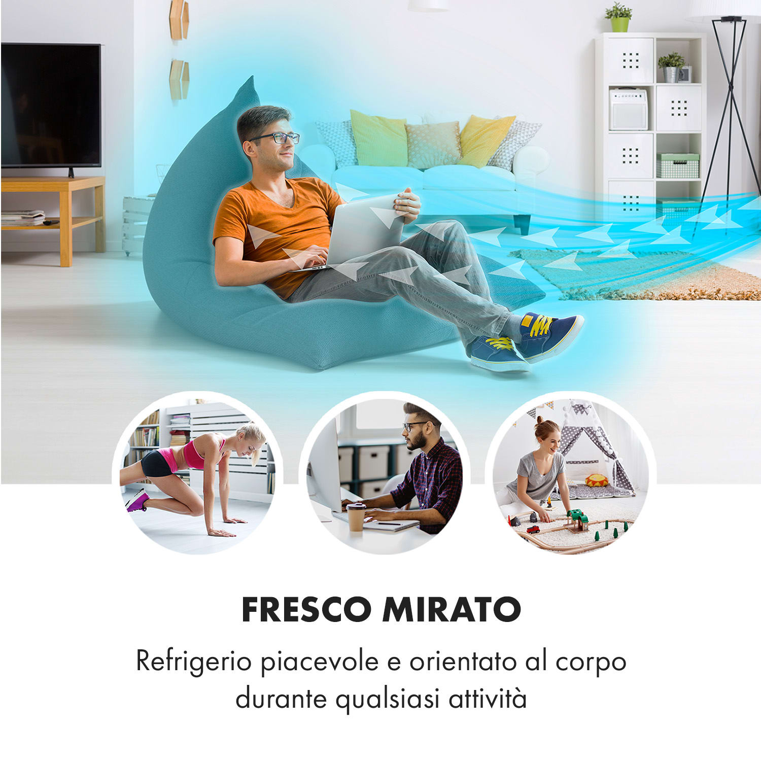 Coldplayer Raffrescatore Evaporativo 4in1 68W 384m³/h 4 Velocità bianco Bianco