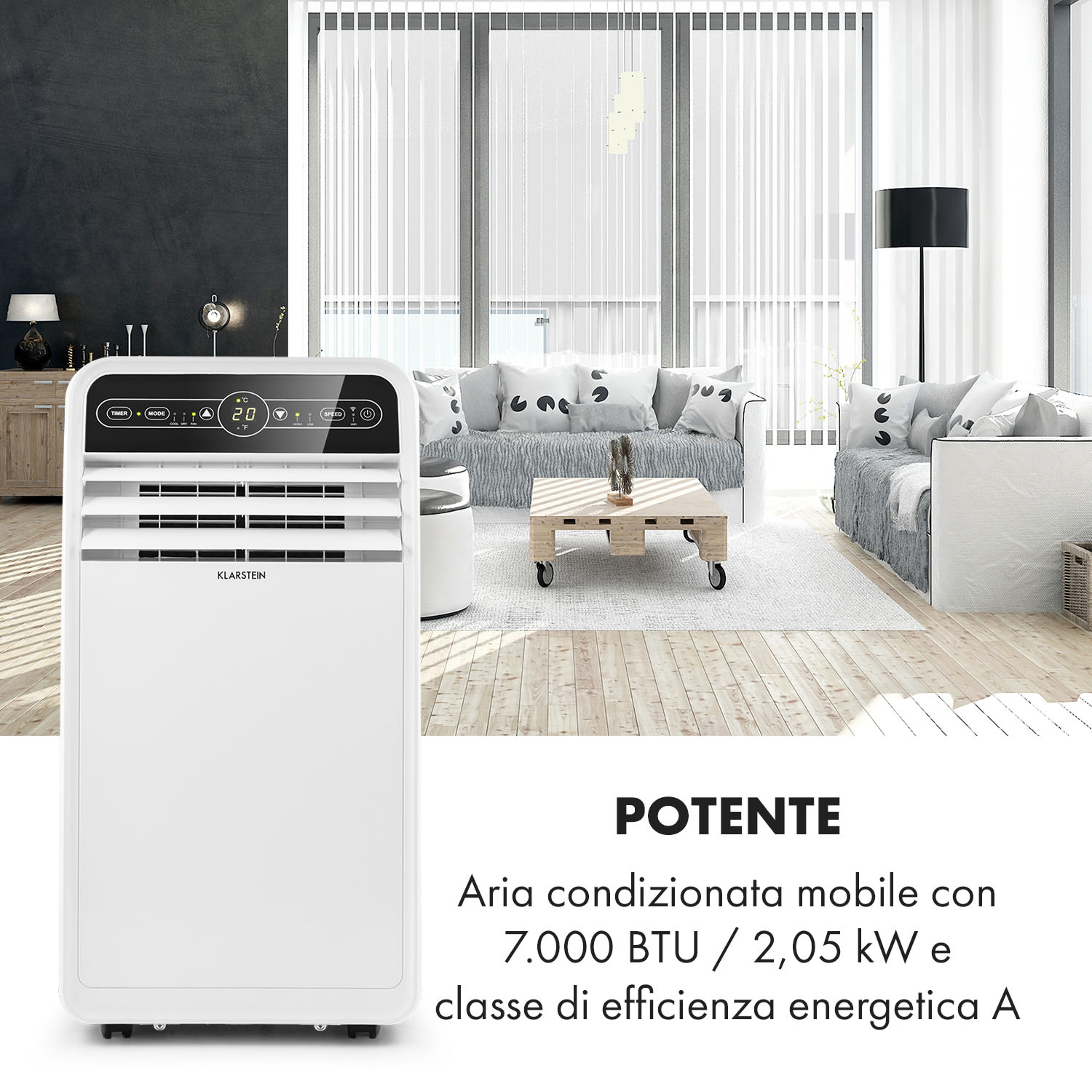 Kraftwerk Smart 10K - Climatizzatore 3 in 1, 10.000 BTU, controllo via app, telecomando 10.000 BTU | Antracite