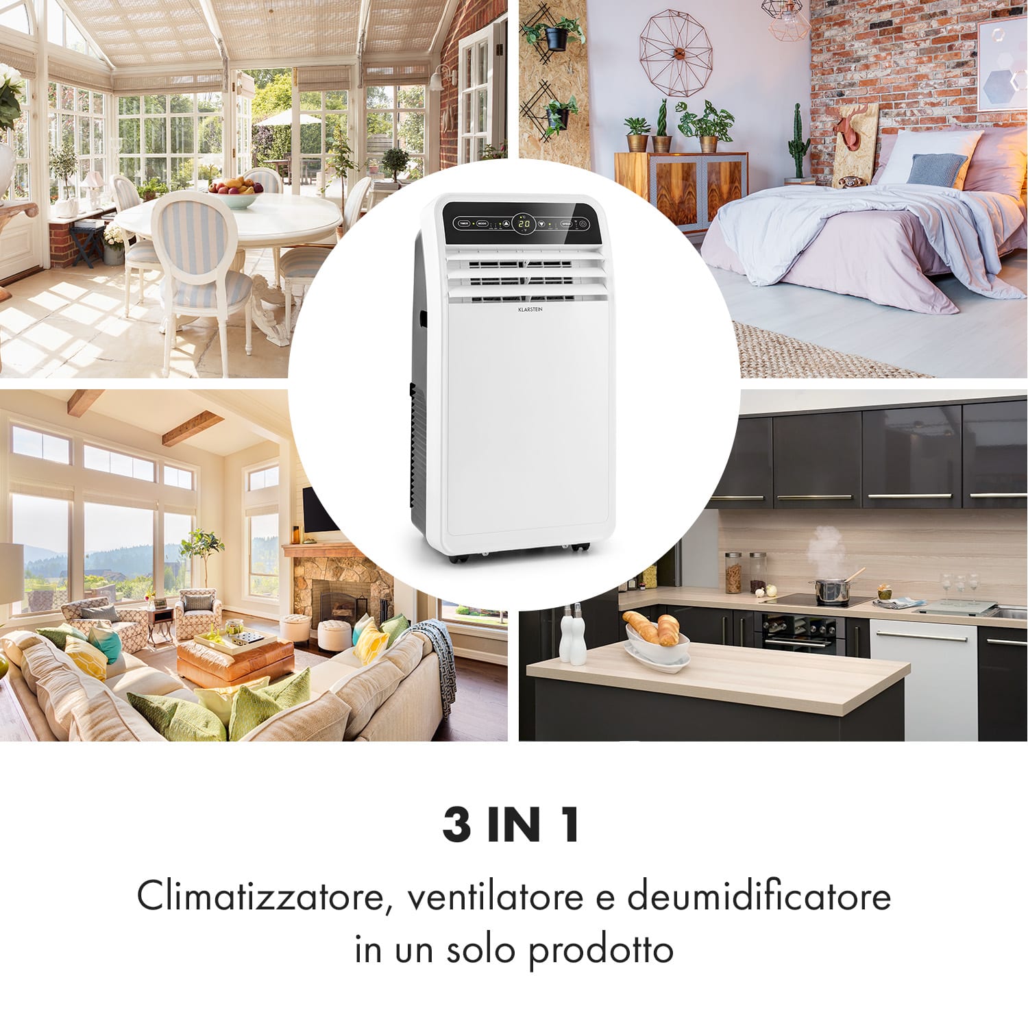 Kraftwerk Smart 10K - Climatizzatore 3 in 1, 10.000 BTU, controllo via app, telecomando 10.000 BTU | Antracite