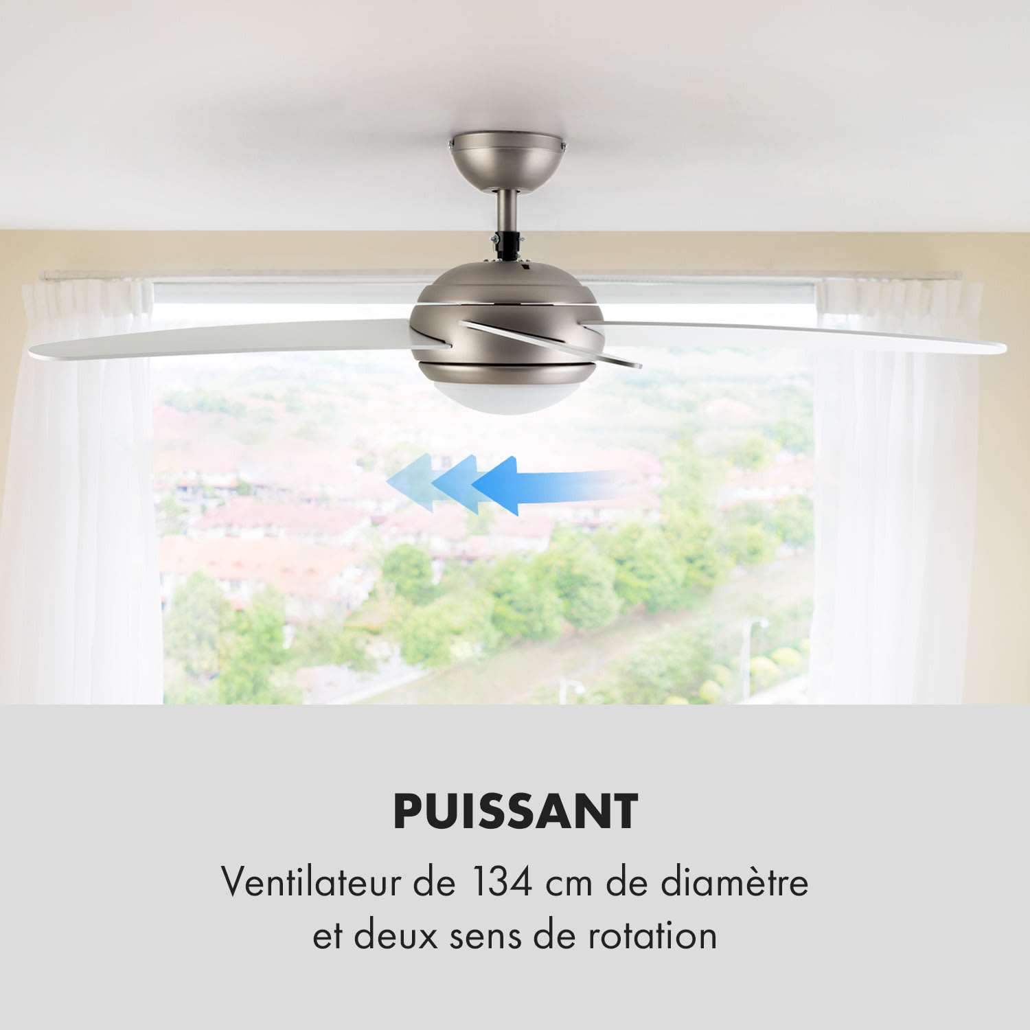 Bolero 2-in-1-plafondventilator 134cm lamp 55W afstandsbediening wit 