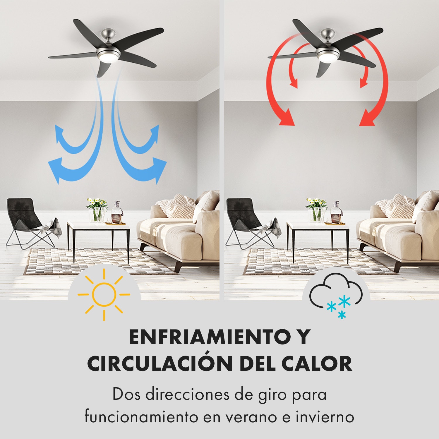 Bolero Ventilador de techo 2-en-1 134 cm luz 55W mando a distancia color blanco 