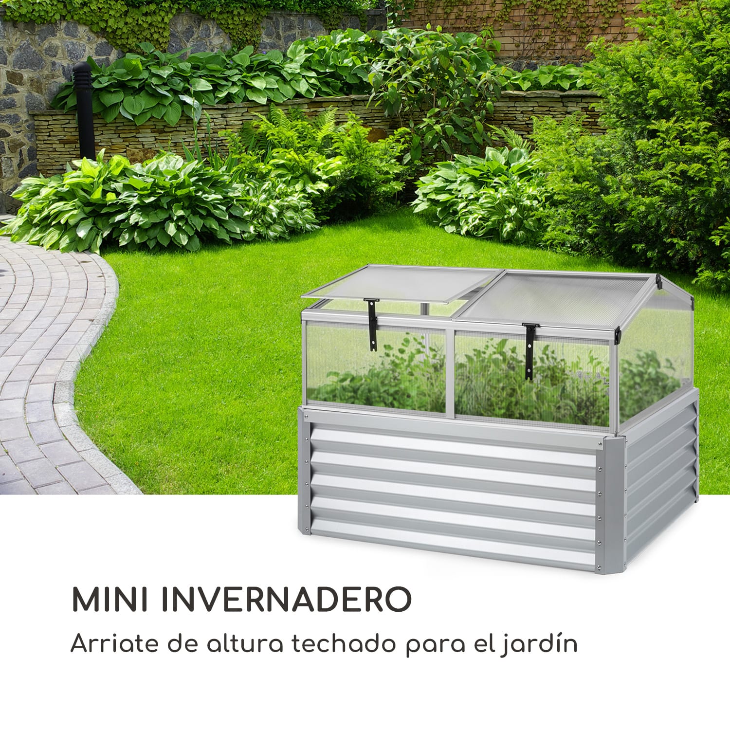 High Grow Advanced Arriate alto con techo 120x95x100cm 540l acero color plateado