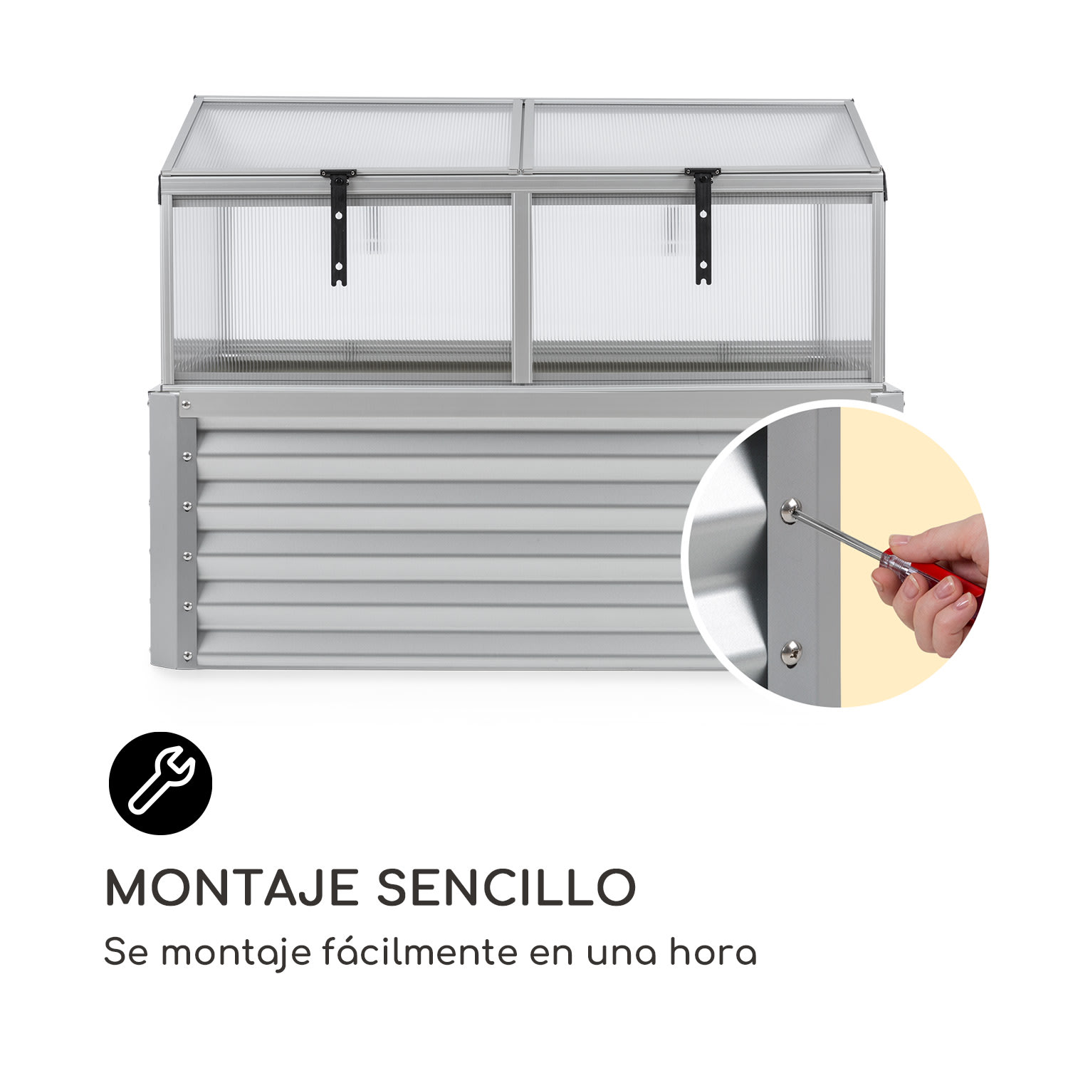 High Grow Advanced Arriate alto con techo 120x95x100cm 540l acero color plateado 