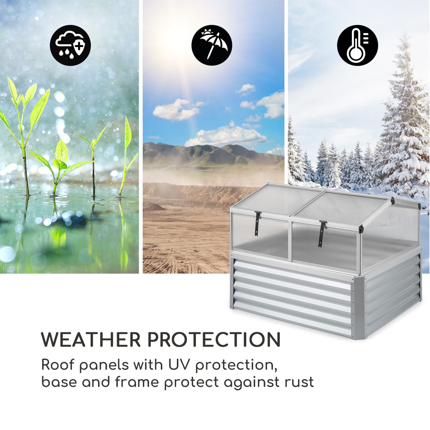 High Grow Advanced, ghiveci cu acoperiș, 120x95x100cm, 540l, oțel, argintiu 