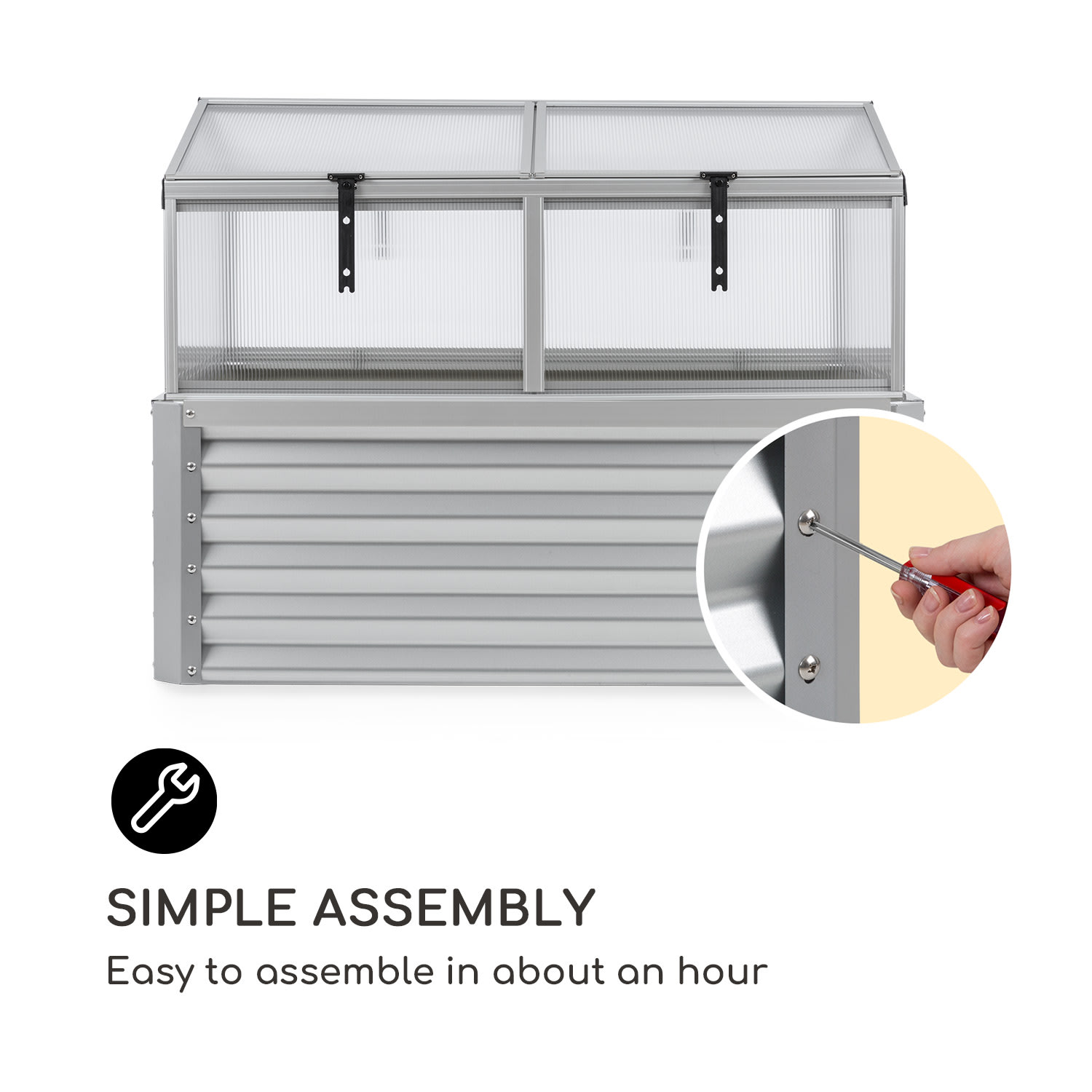 High Grow Advanced, ghiveci cu acoperiș, 120x95x100cm, 540l, oțel, argintiu 