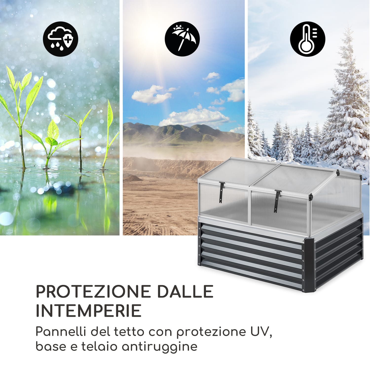 High Grow Advanced fioriera rialzata con tettuccio 120x95x100cm acciaio antracite 