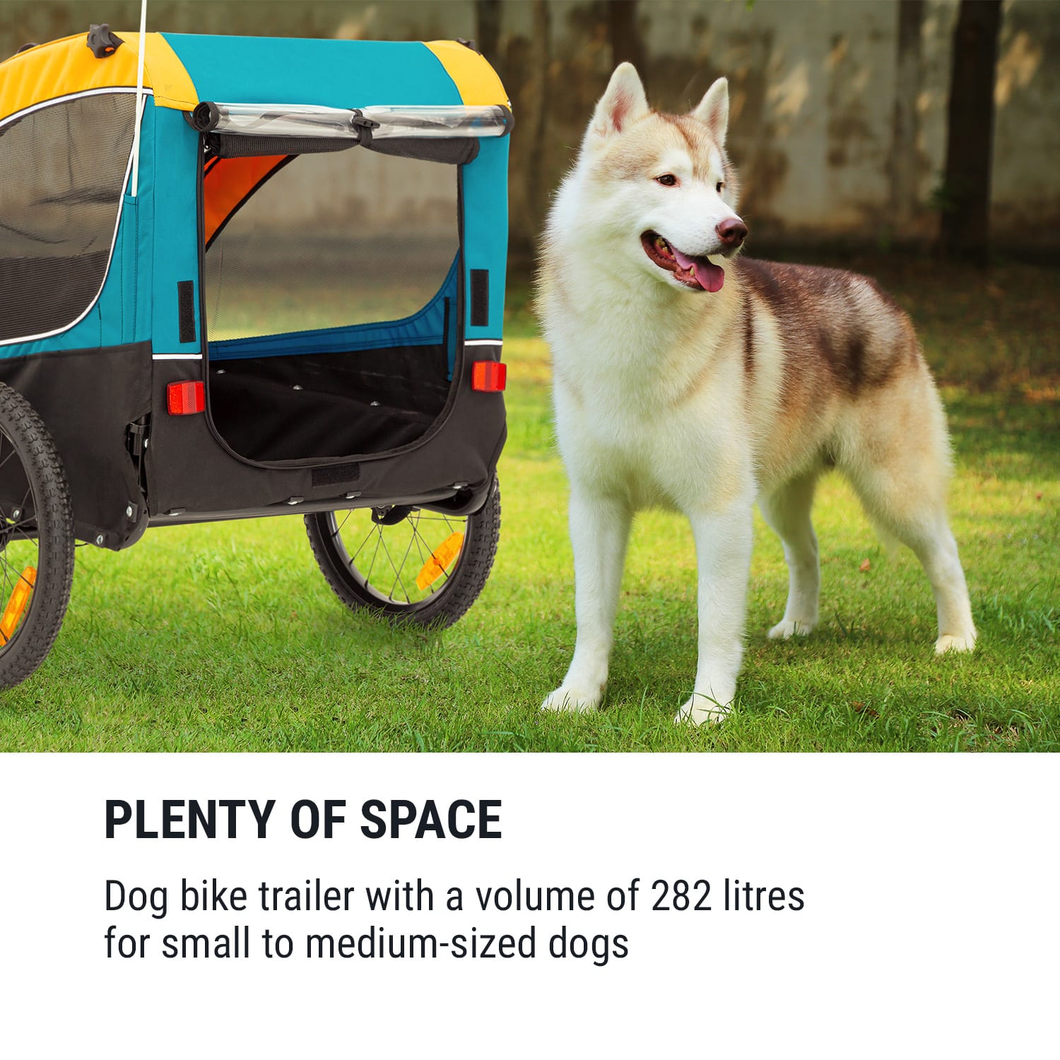 Husky Race, přívěs pro psa, za kolo, 282 l, 40 kg, 600 D, Oxford Canvas, modrý 