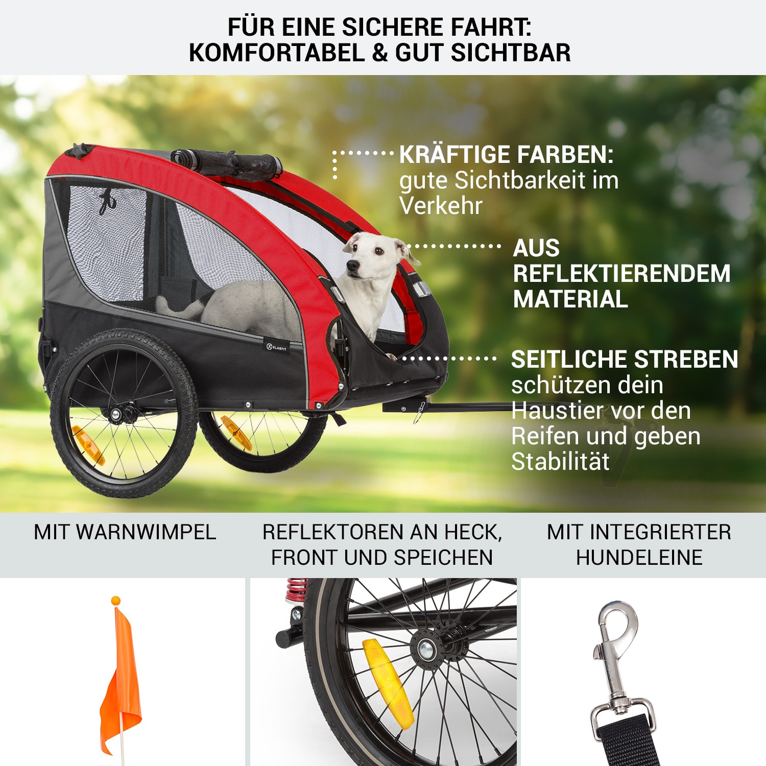 Husky Race Fahrrad-Hundeanhänger 282L 40kg 600D Oxford Canvas rot Rot
