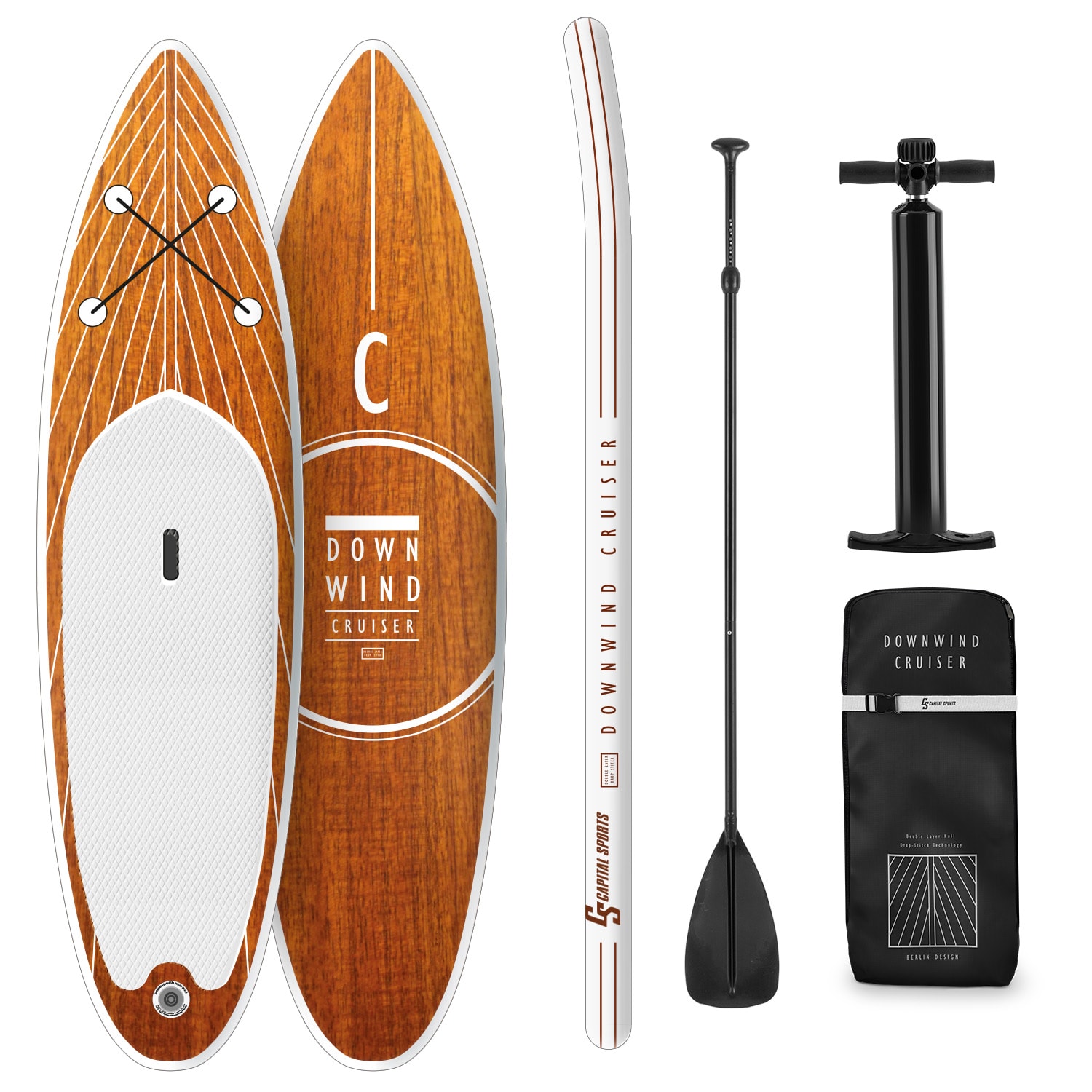 Downwind Cruiser M, paddelboard gonflabil, set , 330 x 10 x 77, portocaliu