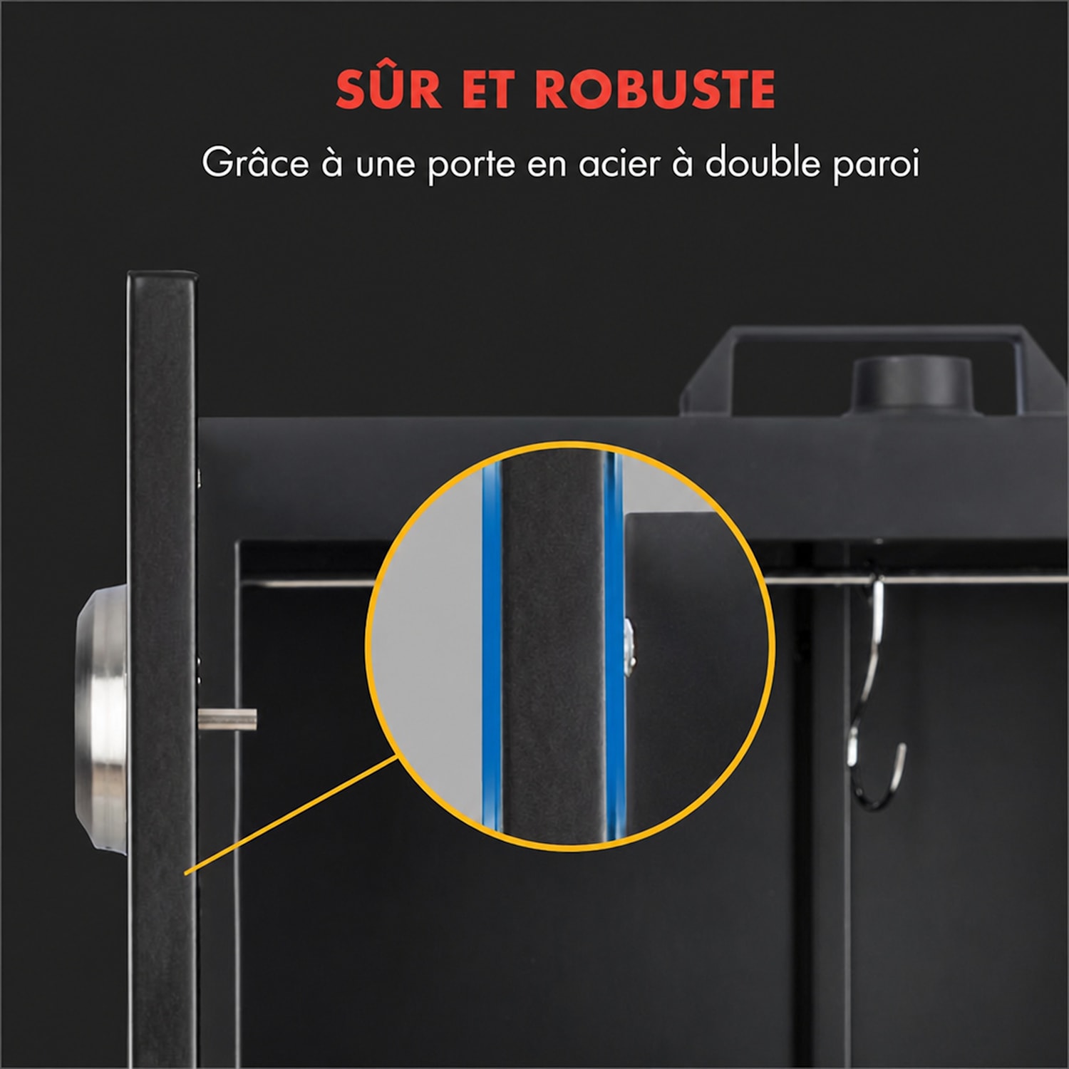 Flintstone Fumoir électrique 1600W Thermométre Inox - Noir Noir