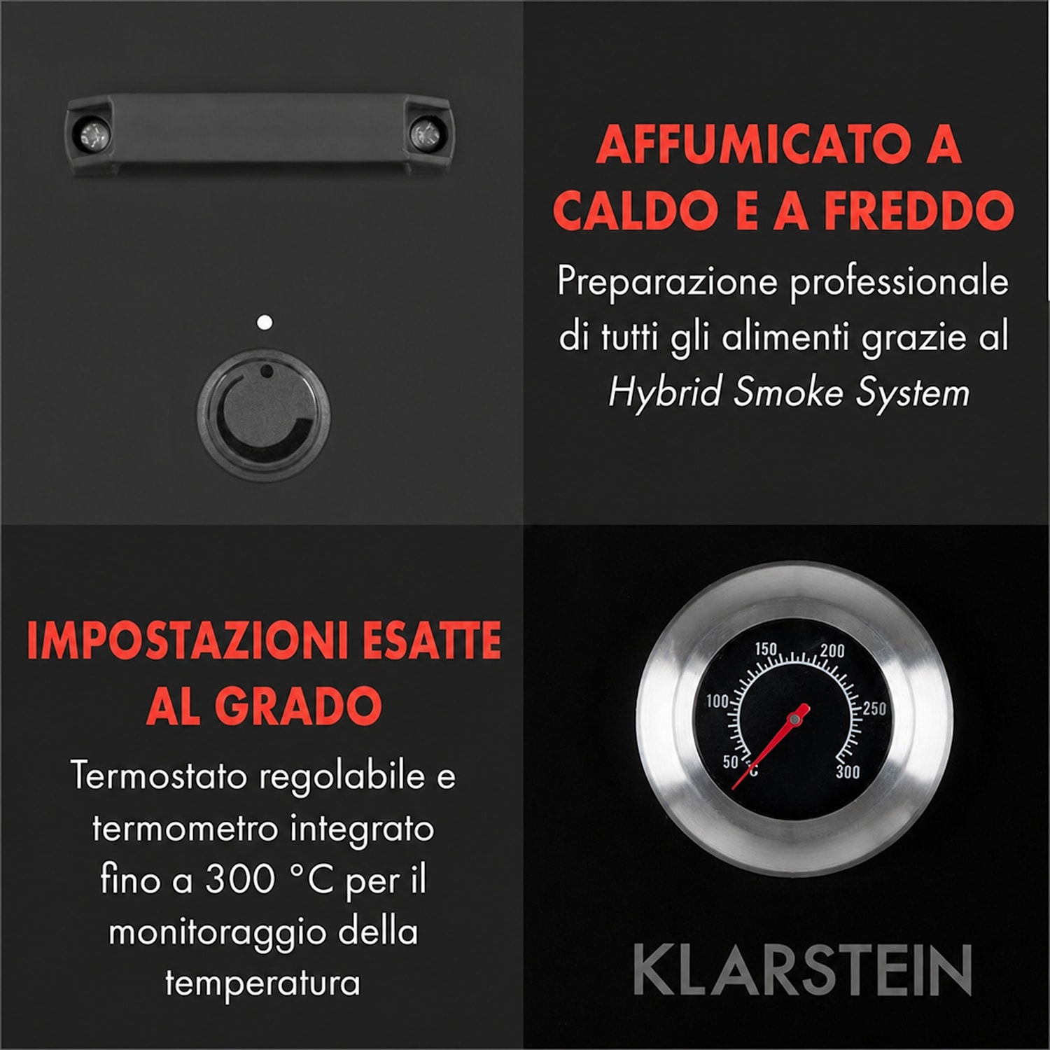 Flintstone affumicatore 1600 W termometro acciaio inox nero Nero
