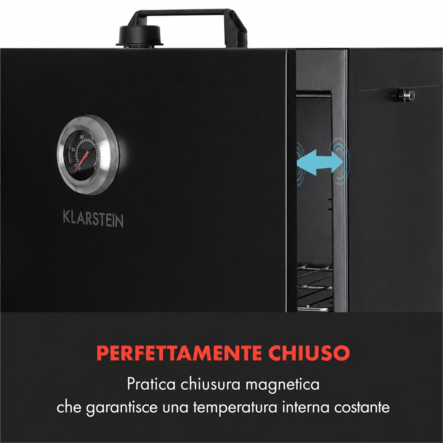 Flintstone affumicatore 1600 W termometro acciaio inox nero Nero