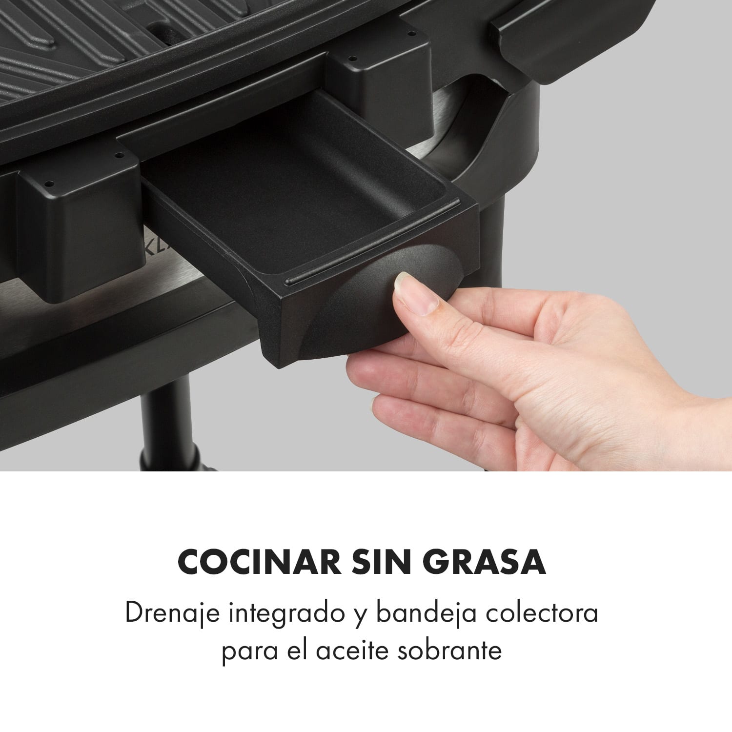 Gatsby Parrilla eléctrica de 2000W Superficie antiadherente Mesas laterales Negra Negro