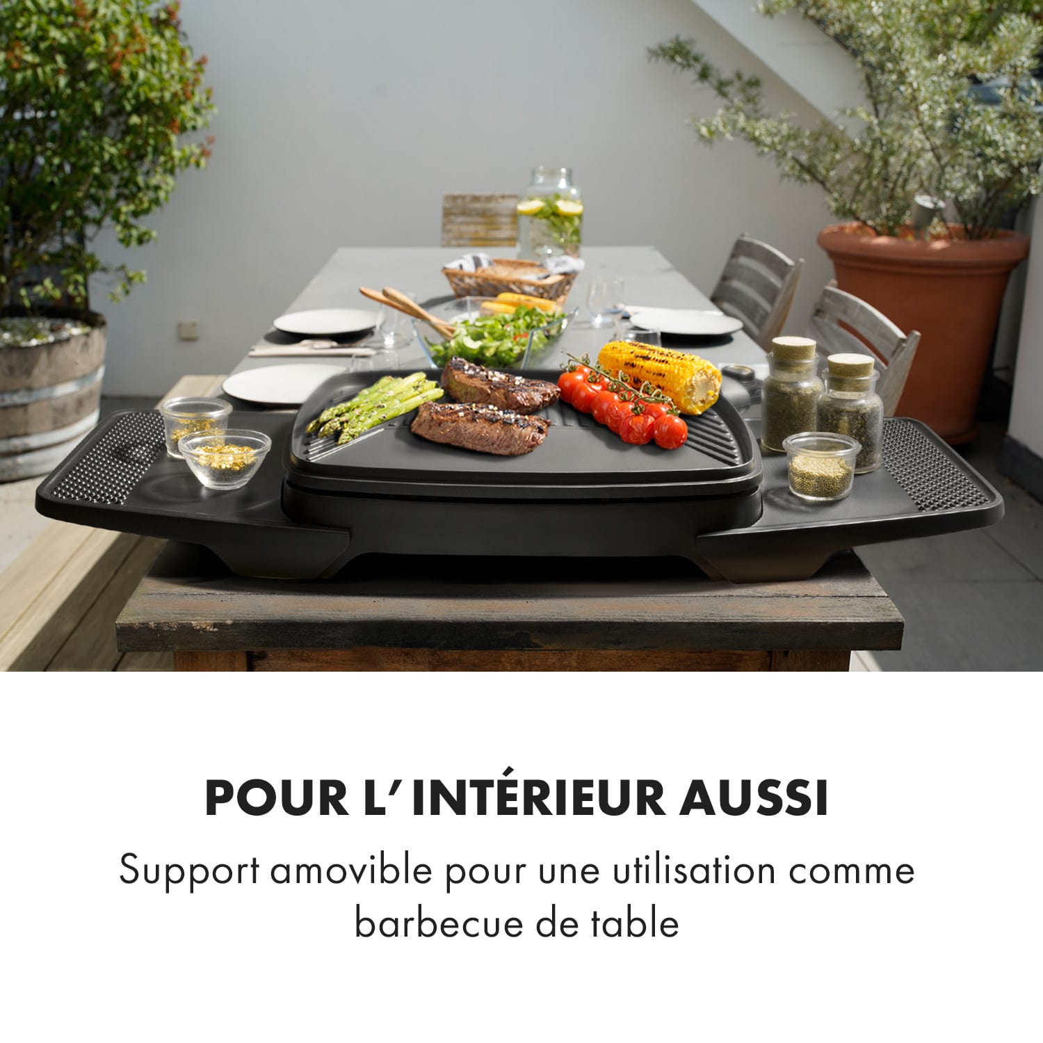 Gatsby Grill électrique 2000W 4 pieds acier inox -noir Noir