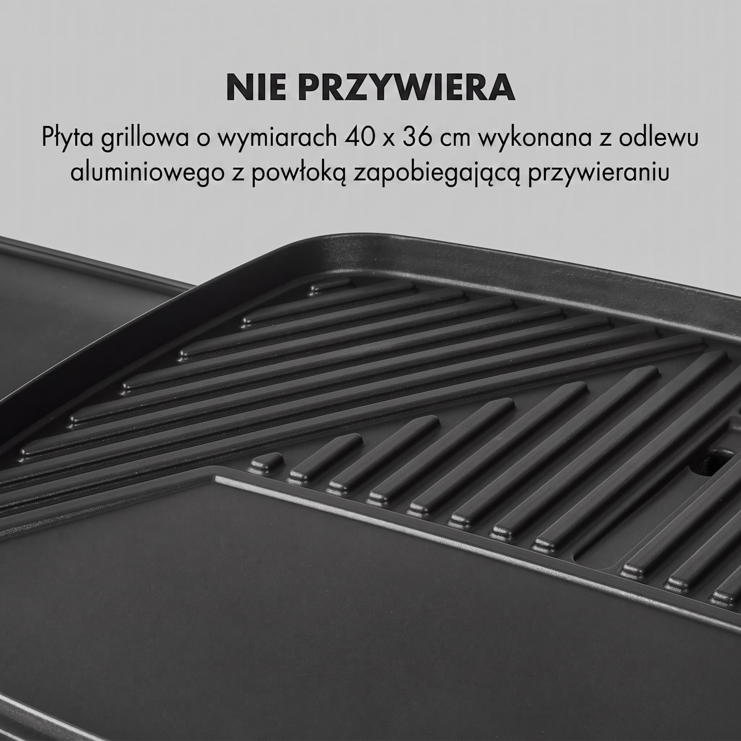 Gatsby, grill elektryczny, 2000 W, płyta grillowa z powłoką nieprzywierającą, stoliki boczne Czarny
