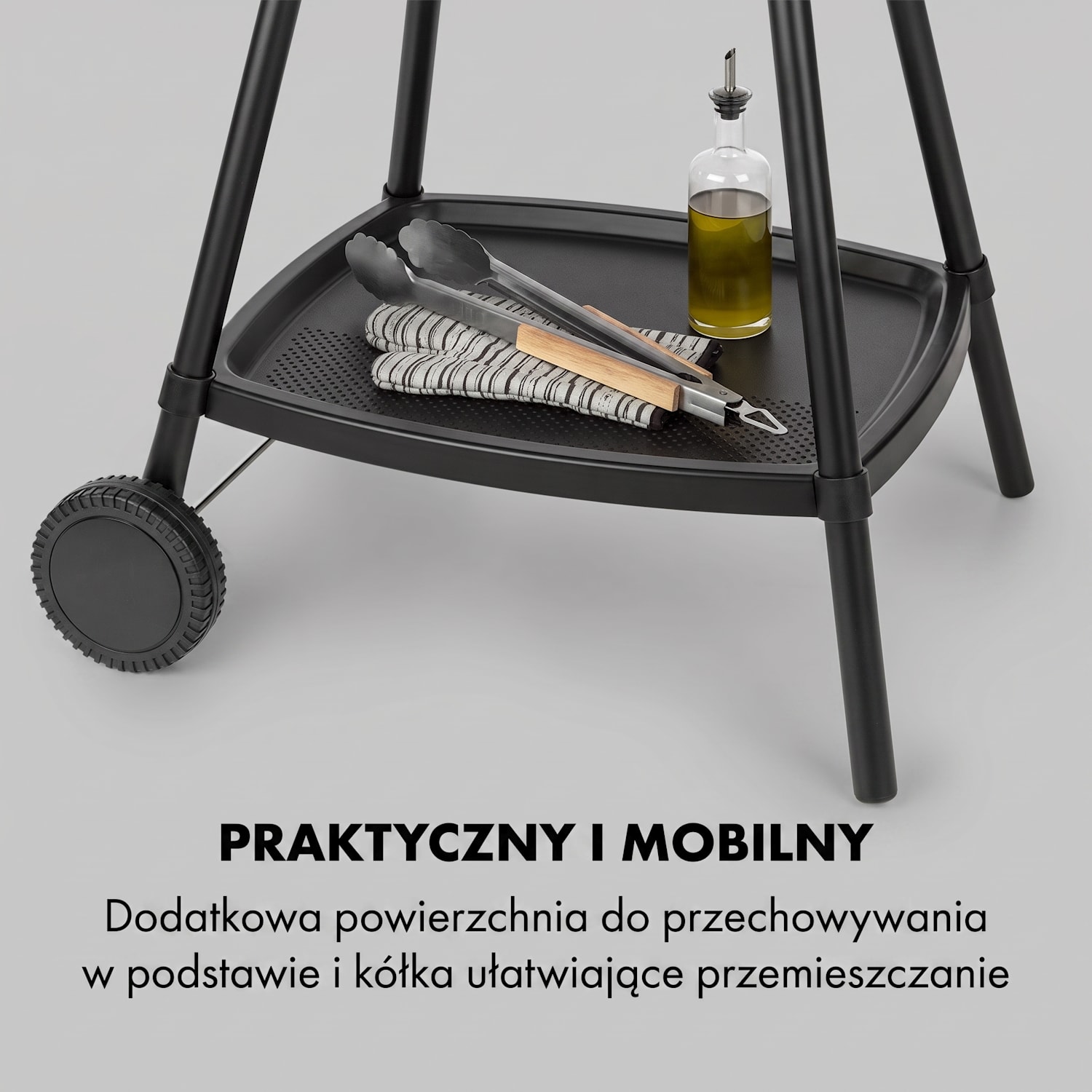Gatsby, grill elektryczny, 2000 W, płyta grillowa z powłoką nieprzywierającą, stoliki boczne Czarny
