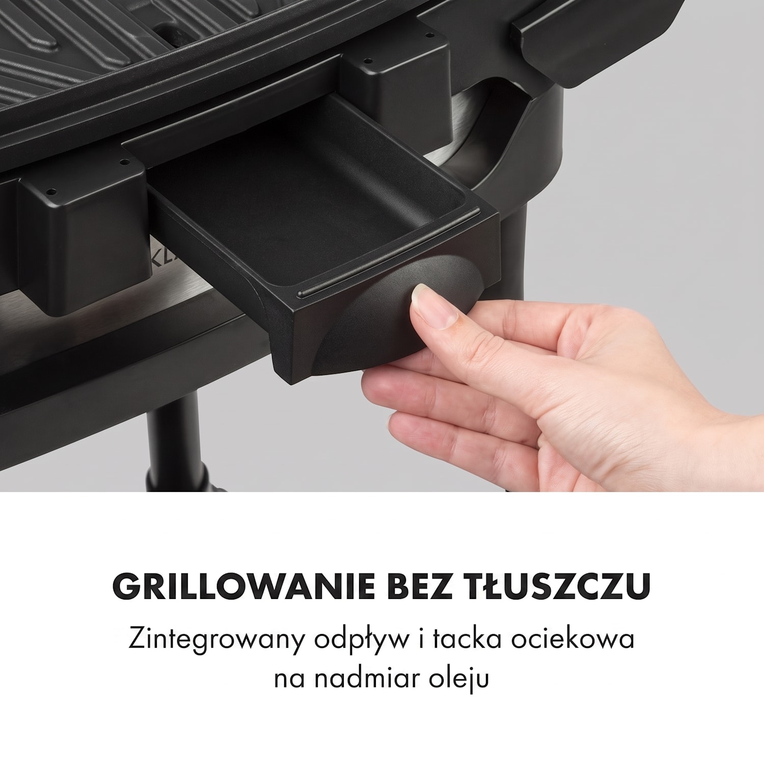 Gatsby, grill elektryczny, 2000 W, płyta grillowa z powłoką nieprzywierającą, stoliki boczne Czarny