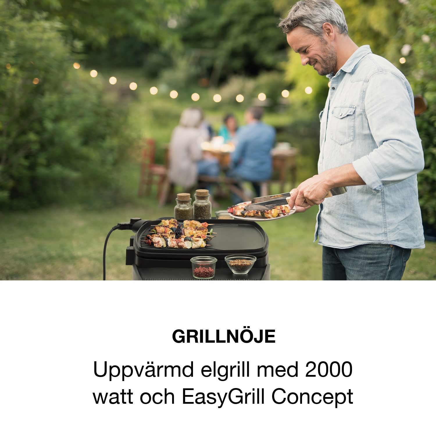 Gatsby elgrill 2000W non-stick-grillyta sidobord svart 
