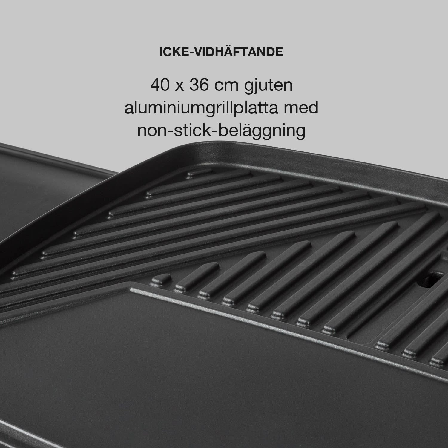 Gatsby elgrill 2000W non-stick-grillyta sidobord svart 