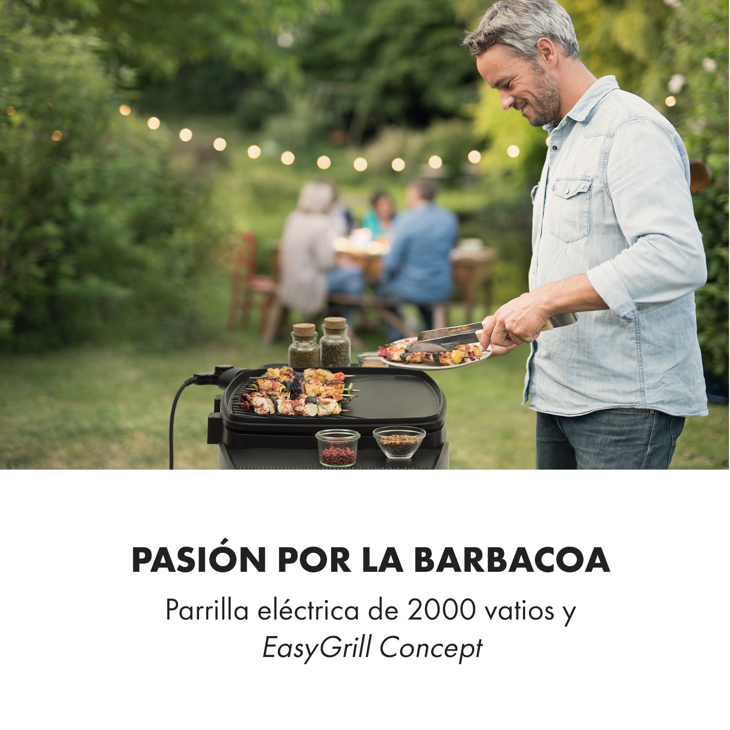 Gatsby Parrilla eléctrica de 2000W Superficie antiadherente Beige/Negra Arena
