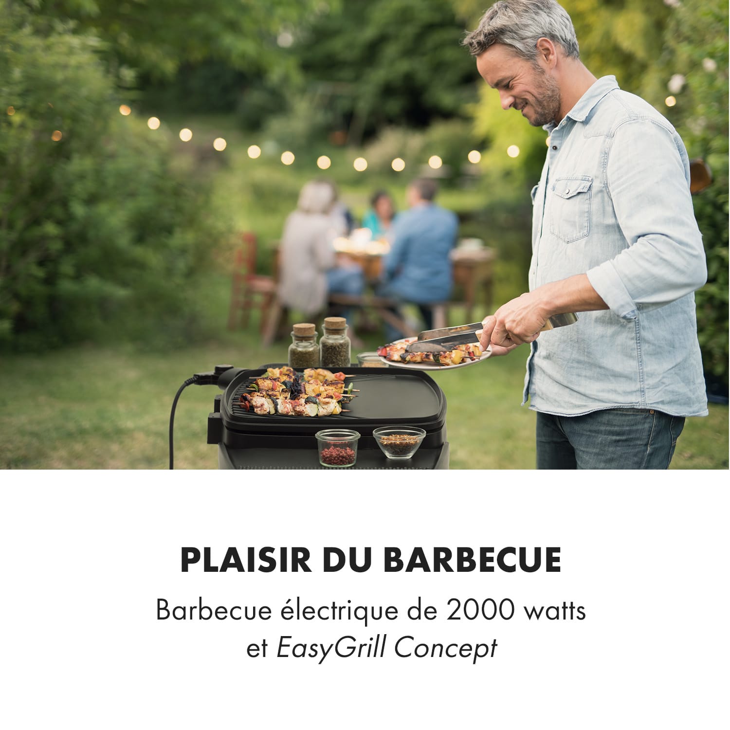 Gatsby Grill électrique 2000W revêtement antiadhésif - beige & noir Sable