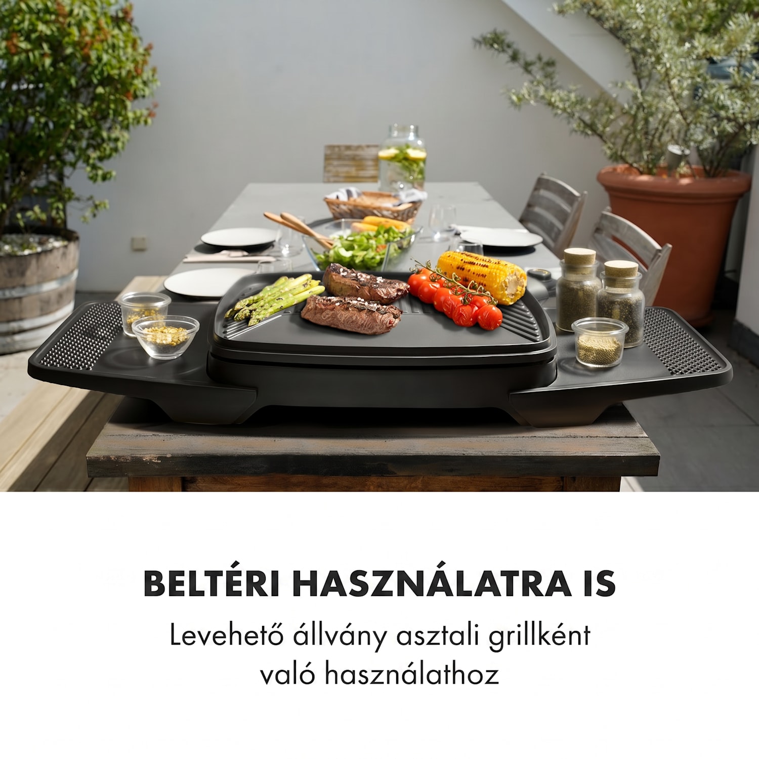 Gatsby, elektromos grill, 2000 W, tapadásmentes felület, oldalsó asztalok, bézs/fekete Homok