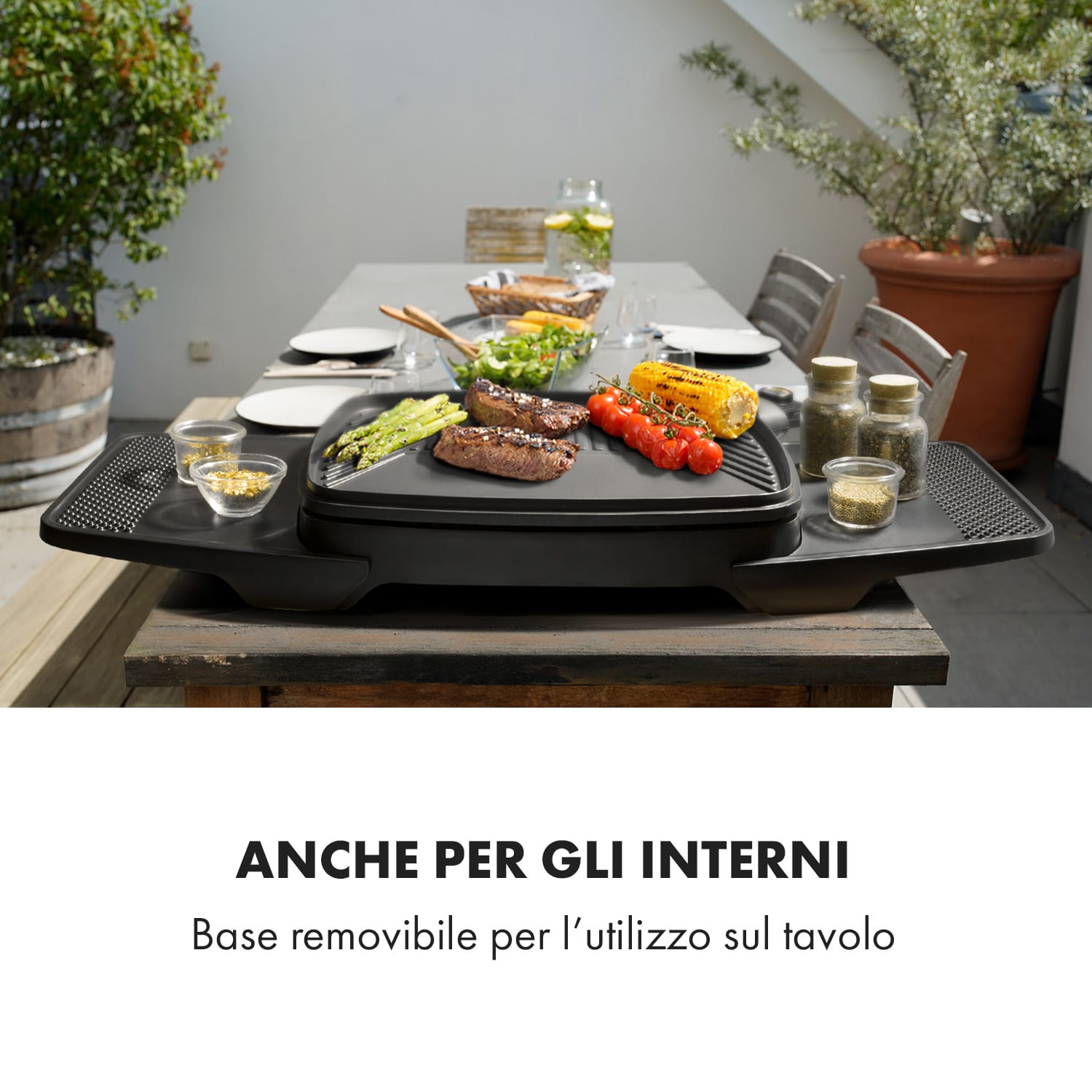 Gatsby grill elettrico 2000W superficie barbecue antiaderente beige/nero Sabbia