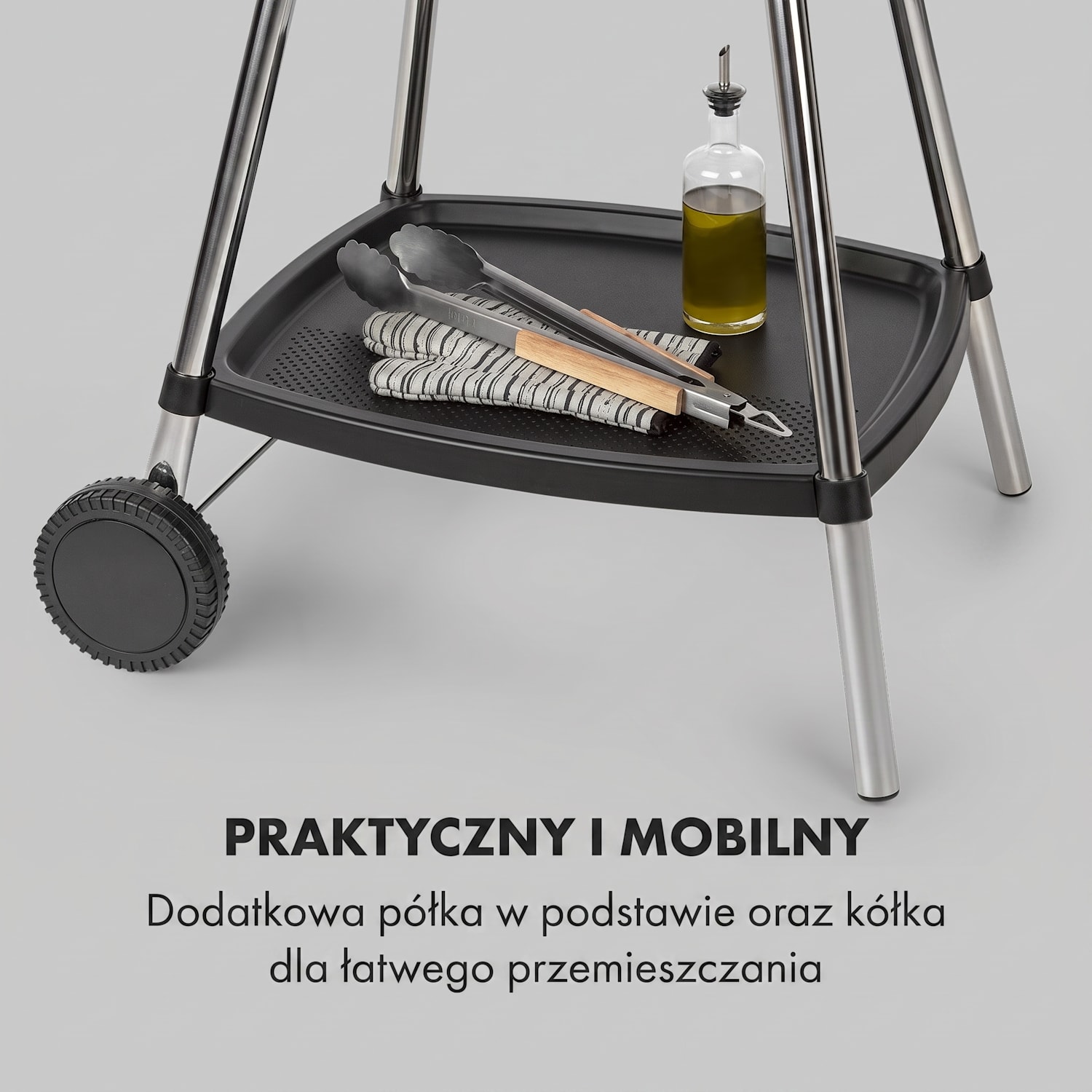 Gatsby, grill elektryczny, 2000 W, płyta grillowa z powłoką nieprzywierającą, stoliki boczne Piasek