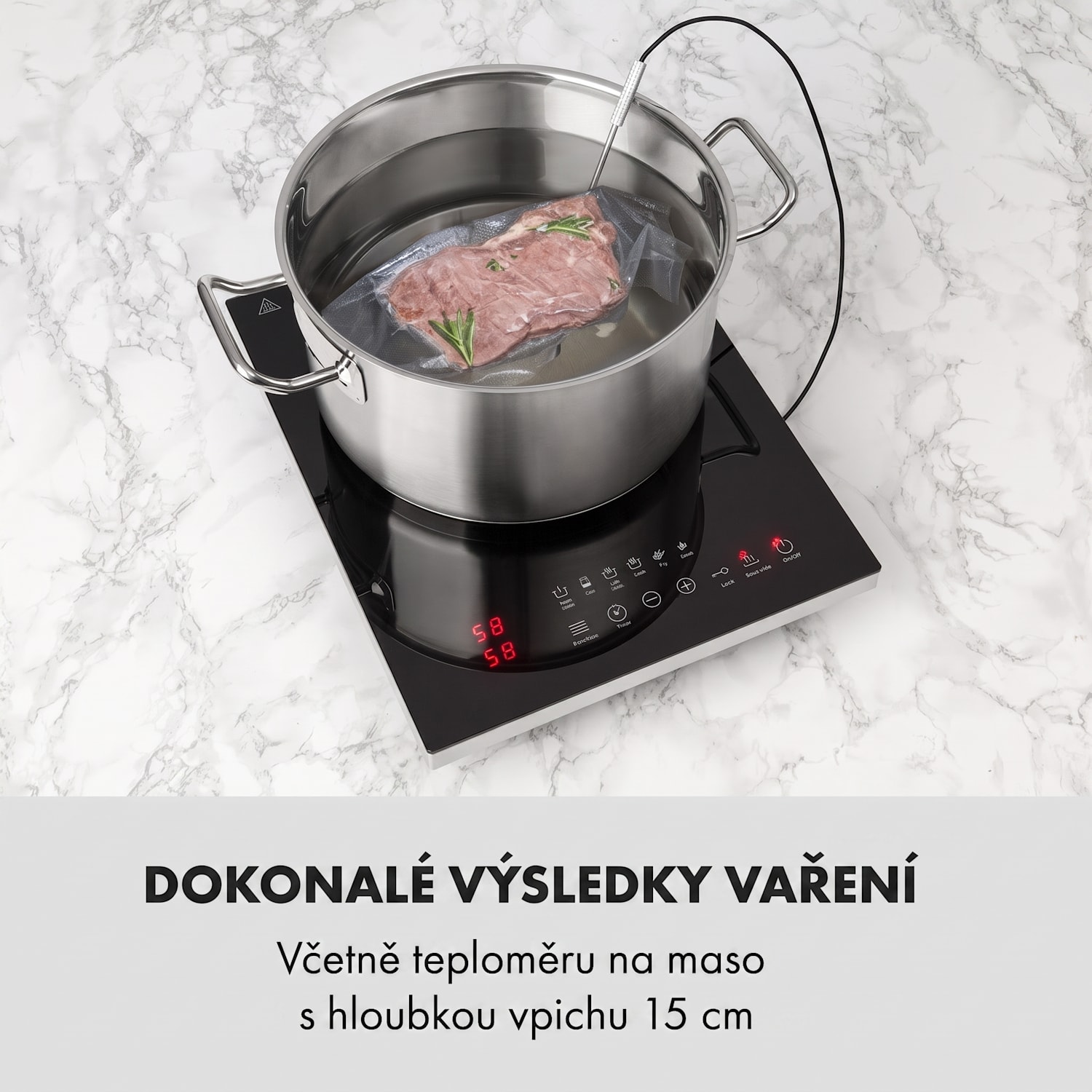 Cook n Roll, indukční varná deska, 2000 W, 10 úrovní výkonu, 3h časovač, černá 