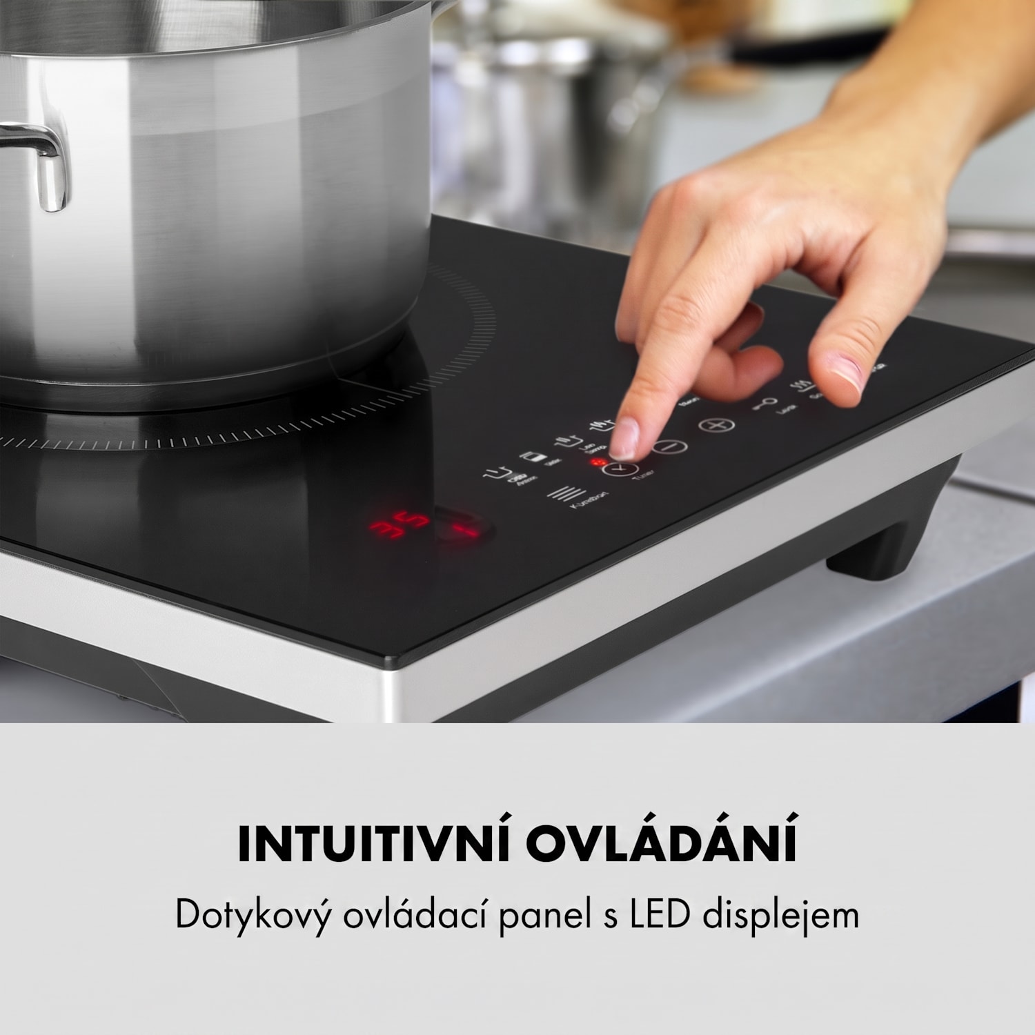 Cook n Roll, indukční varná deska, 2000 W, 10 úrovní výkonu, 3h časovač, černá 