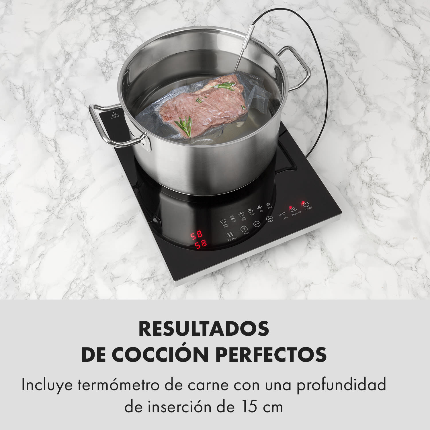 Cook n Roll Placa de inducción 2000W temporizador 3h 10 niveles color negro 