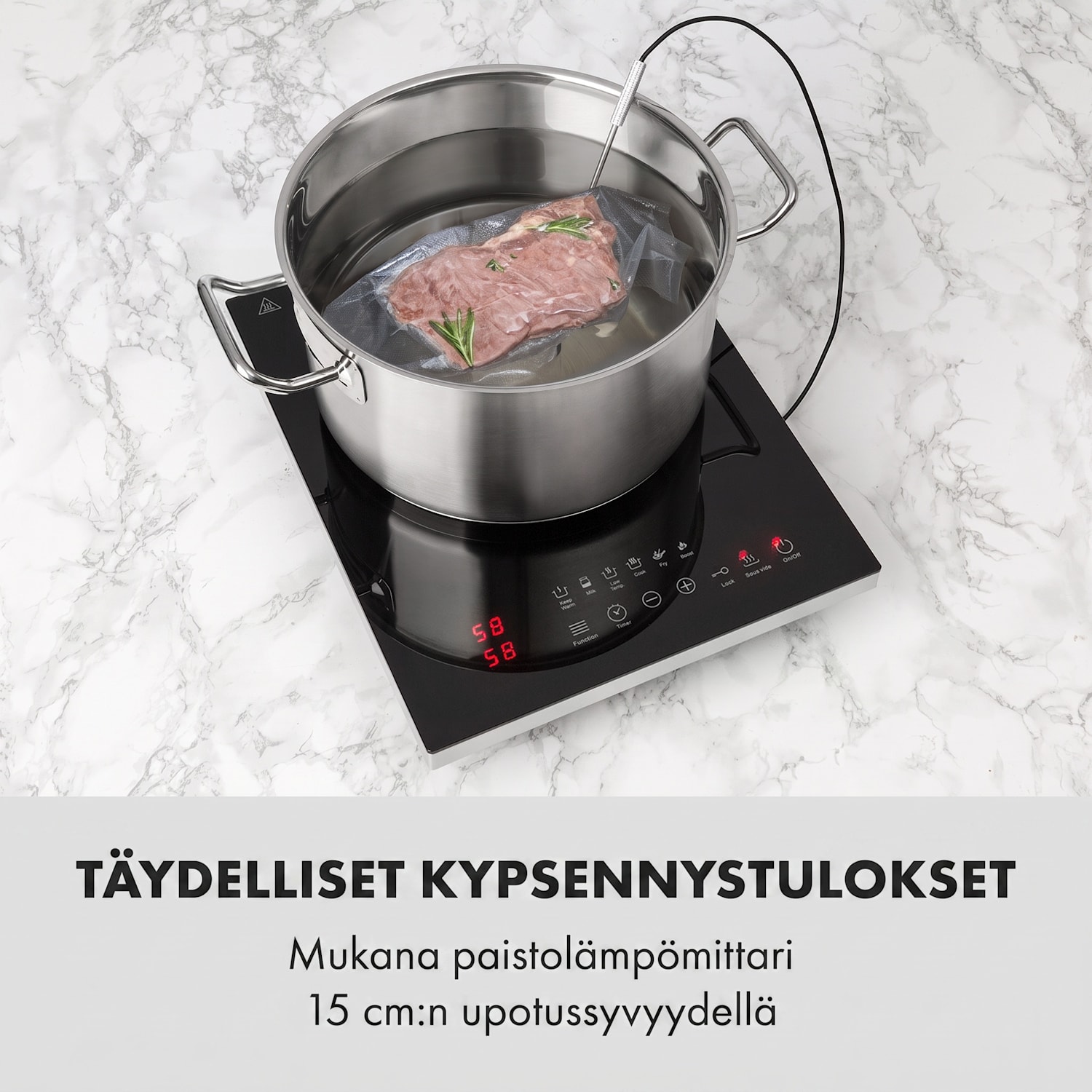Cook n Roll -induktioliesi 2000 W 3 h ajastin 10 tehotasoa musta 
