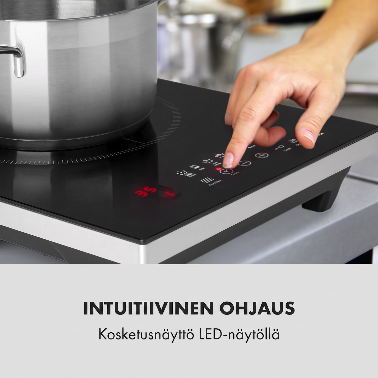 Cook n Roll -induktioliesi 2000 W 3 h ajastin 10 tehotasoa musta 