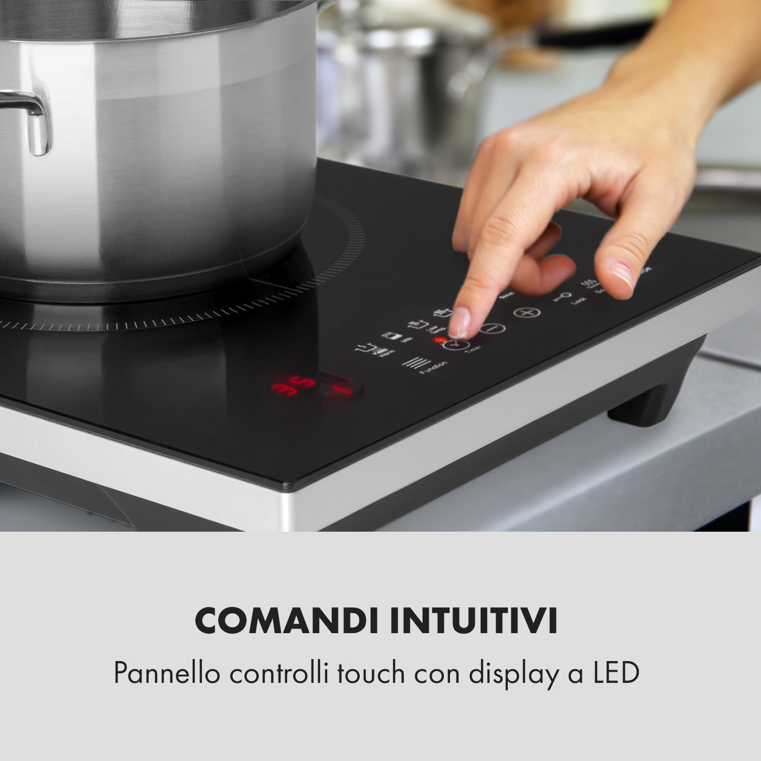 Cook n Roll Piano Cottura a Induzione 2000W Timer 3h 10 Livelli nero 