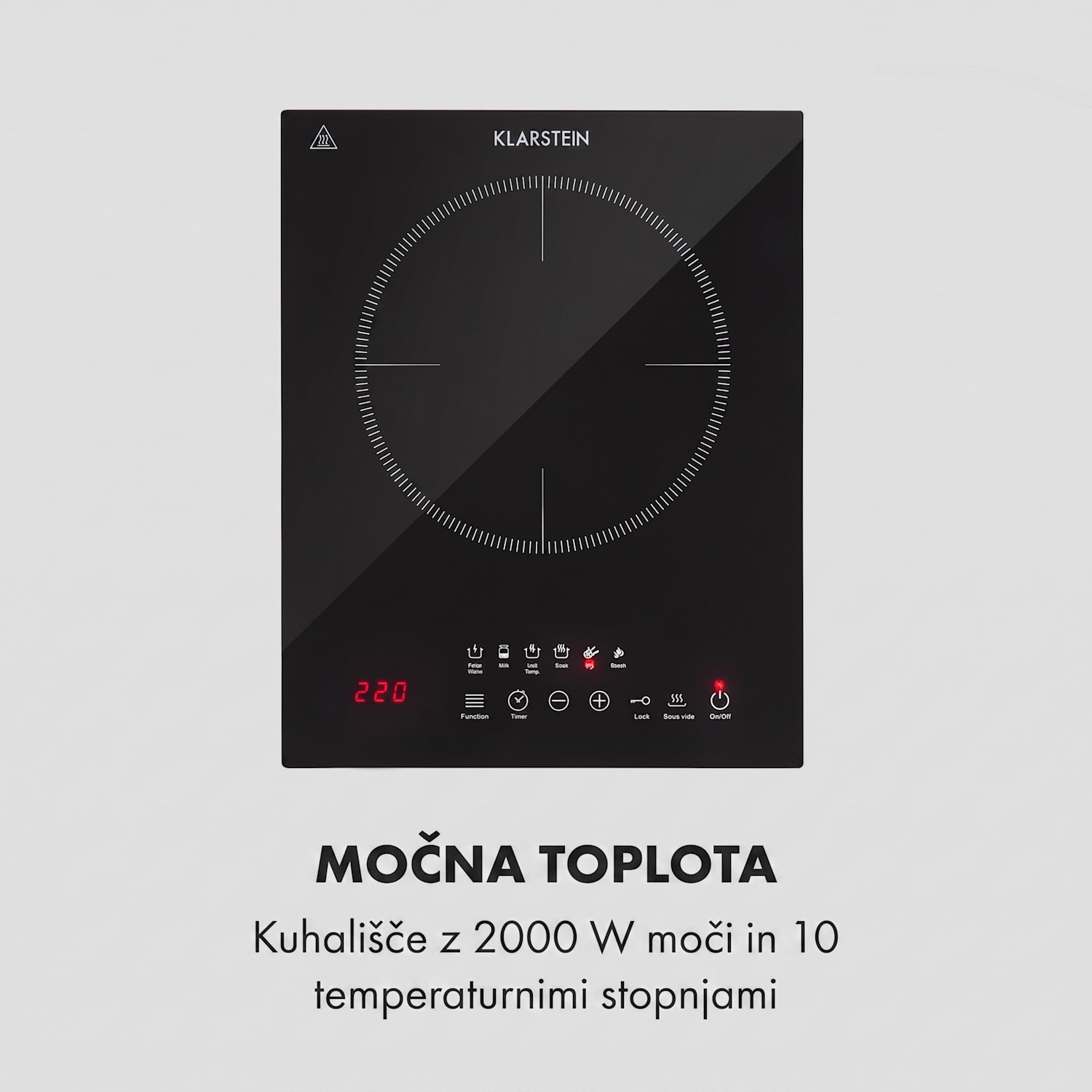Cook n Roll, indukcijska kuhalna plošča, 2000 W, 3 h časovnik, 10 stopenjska, črna 