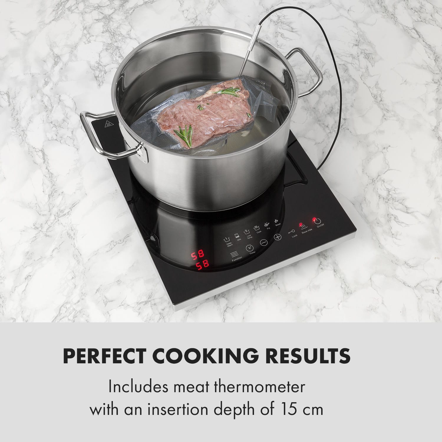 Cook n Roll Induction Hob 2000W 3h Timer 10 Levels Black 