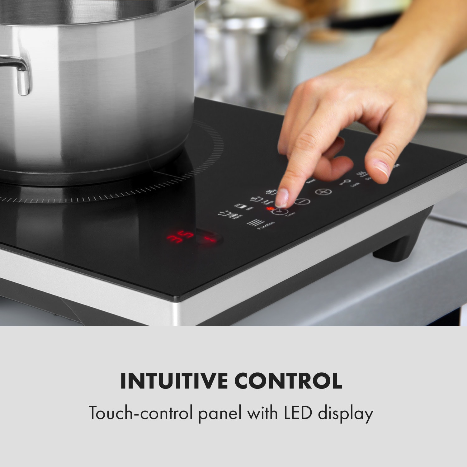 Cook n Roll Induction Hob 2000W 3h Timer 10 Levels Black 