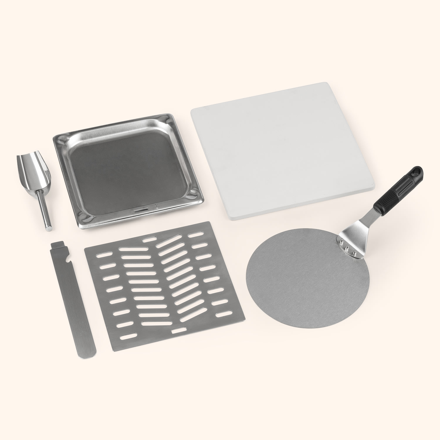 Diavolo, peć za pizzu na pelete, uključujući pizza kamen, termometar, nehrđajući čelik Srebrna metalik