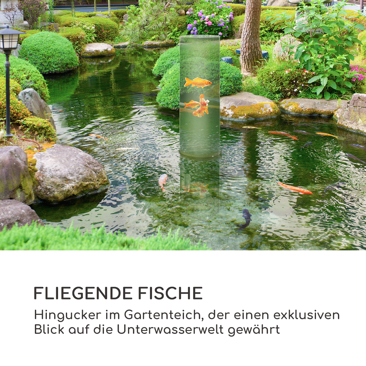 Skydive 100 tour à poissons 100 cm Ø 20 cm acrylique métal transparent 127 cm