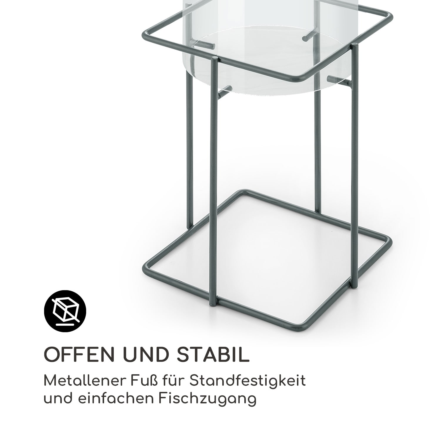 Skydive 100 tour à poissons 100 cm Ø 20 cm acrylique métal transparent 127 cm