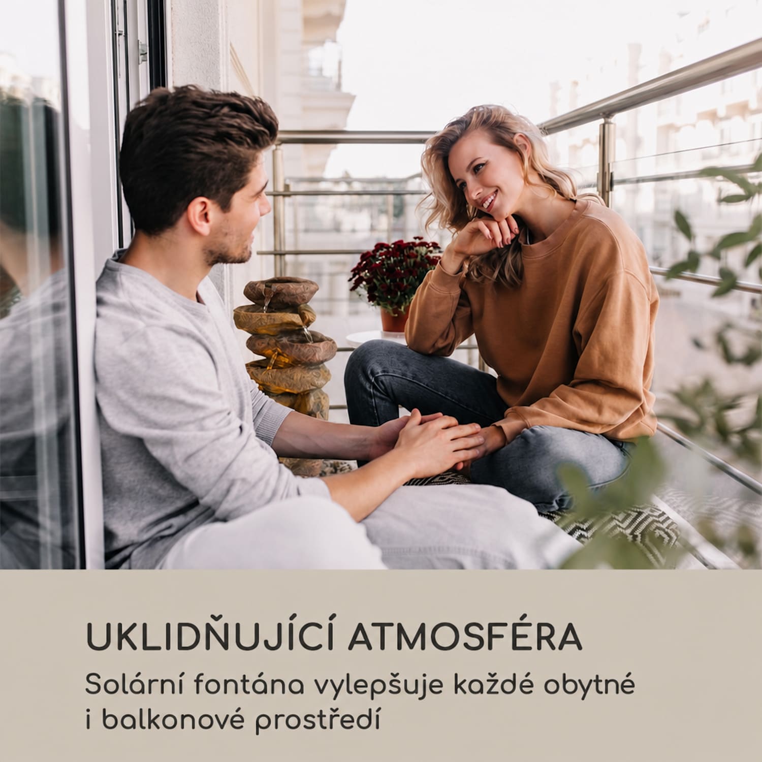 Savona, solární fontána, 2,8 W, polyresin, 5 hod., Akumulátor, LED osvětlení, vzhled kamene 
