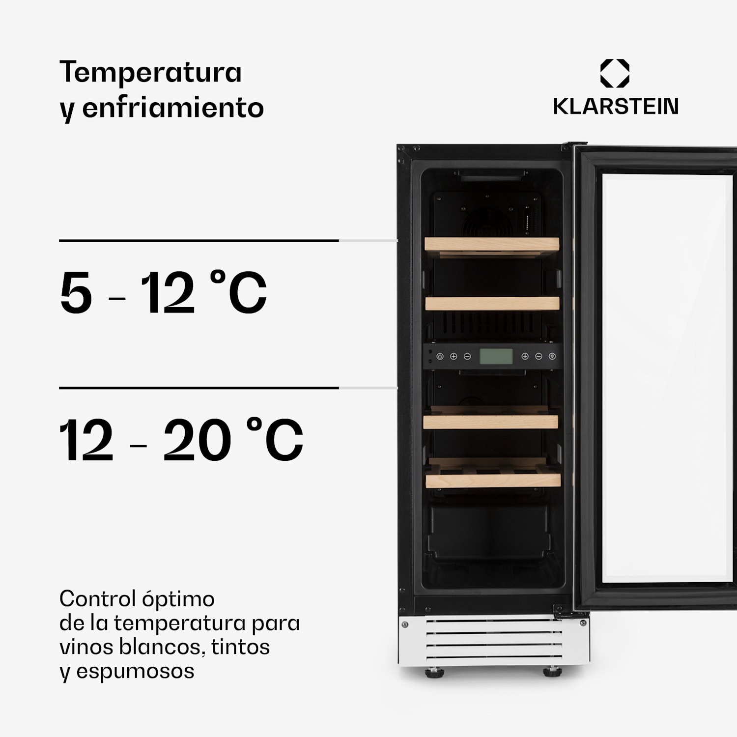 Vinovilla 17 Built-In Duo Nevera doble para vinos, 53 litros, 17 botellas, puerta de cristal y 3 colores 17 botellas | 2 zonas de refrigeración | Vidrio Blanco