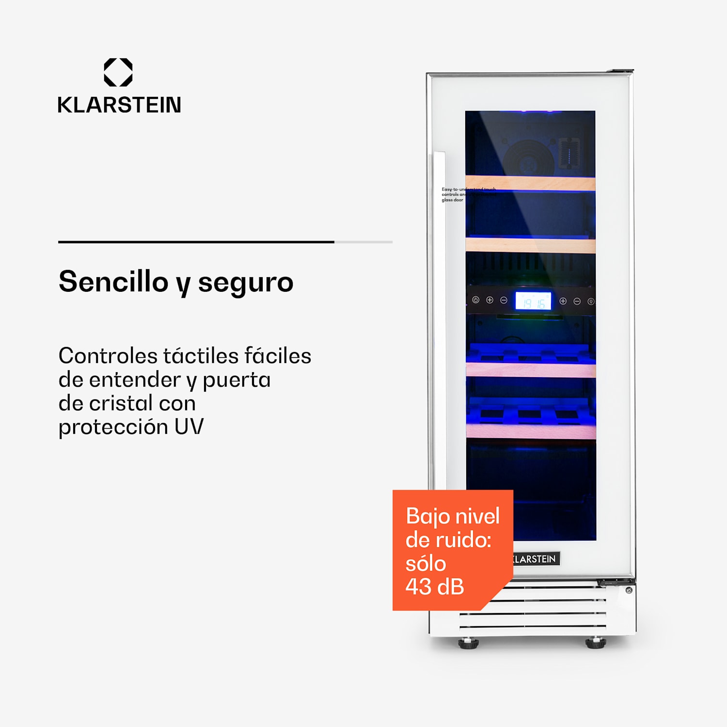 Vinovilla 17 Built-In Duo Nevera doble para vinos, 53 litros, 17 botellas, puerta de cristal y 3 colores 17 botellas | 2 zonas de refrigeración | Vidrio Blanco