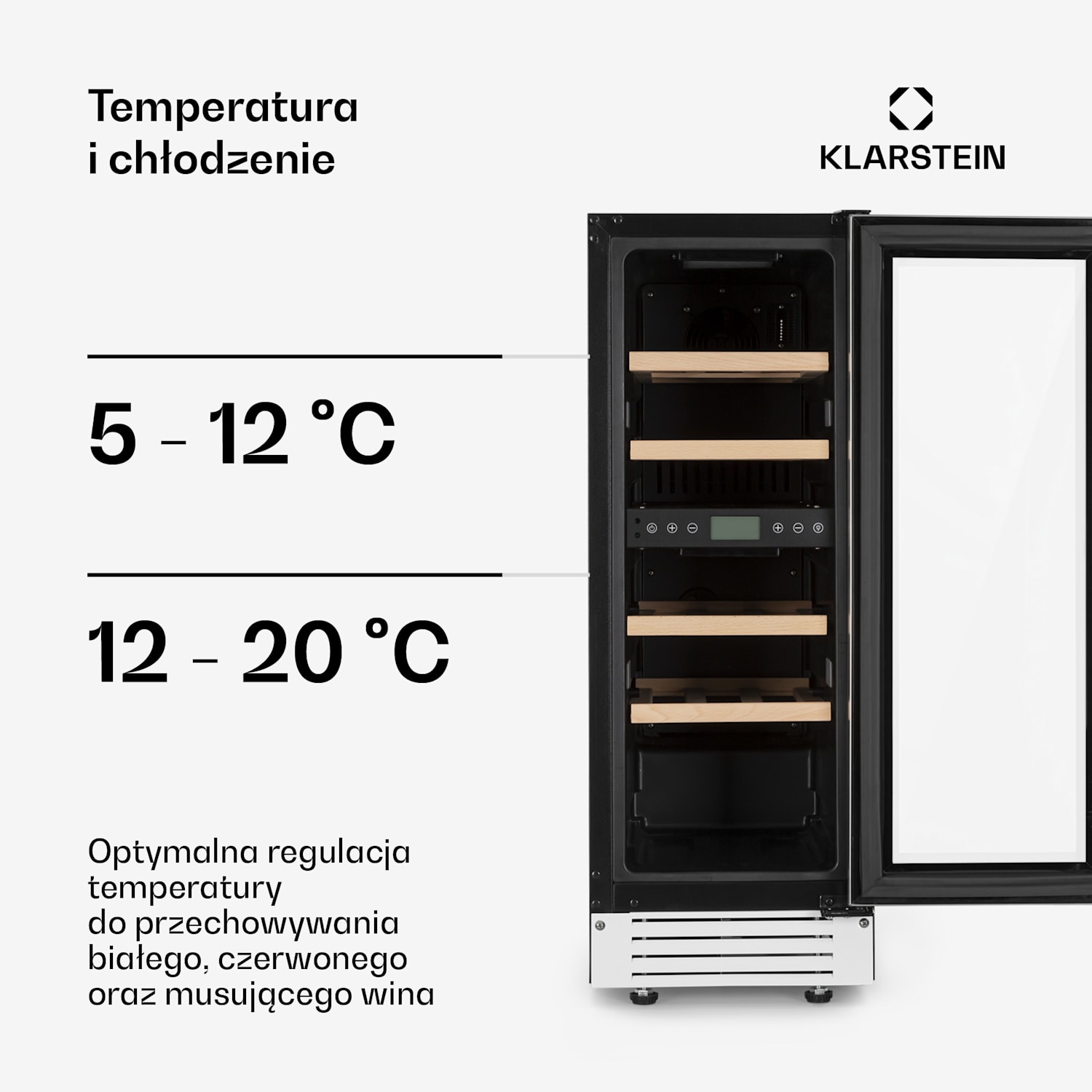 Vinovilla 17, chłodziarka do wina, dwustrefowa, 53 l, 17 butelek, biała 