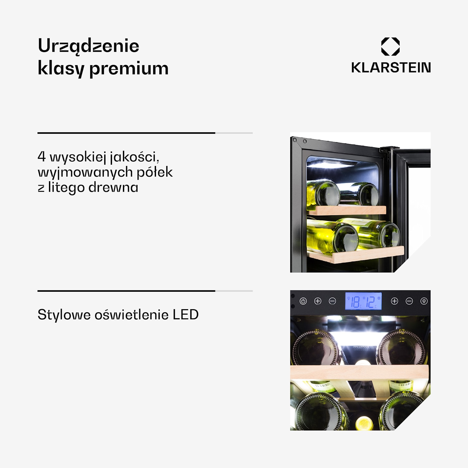 Vinovilla 17, chłodziarka do wina, dwustrefowa, 53 l, 17 butelek, biała 
