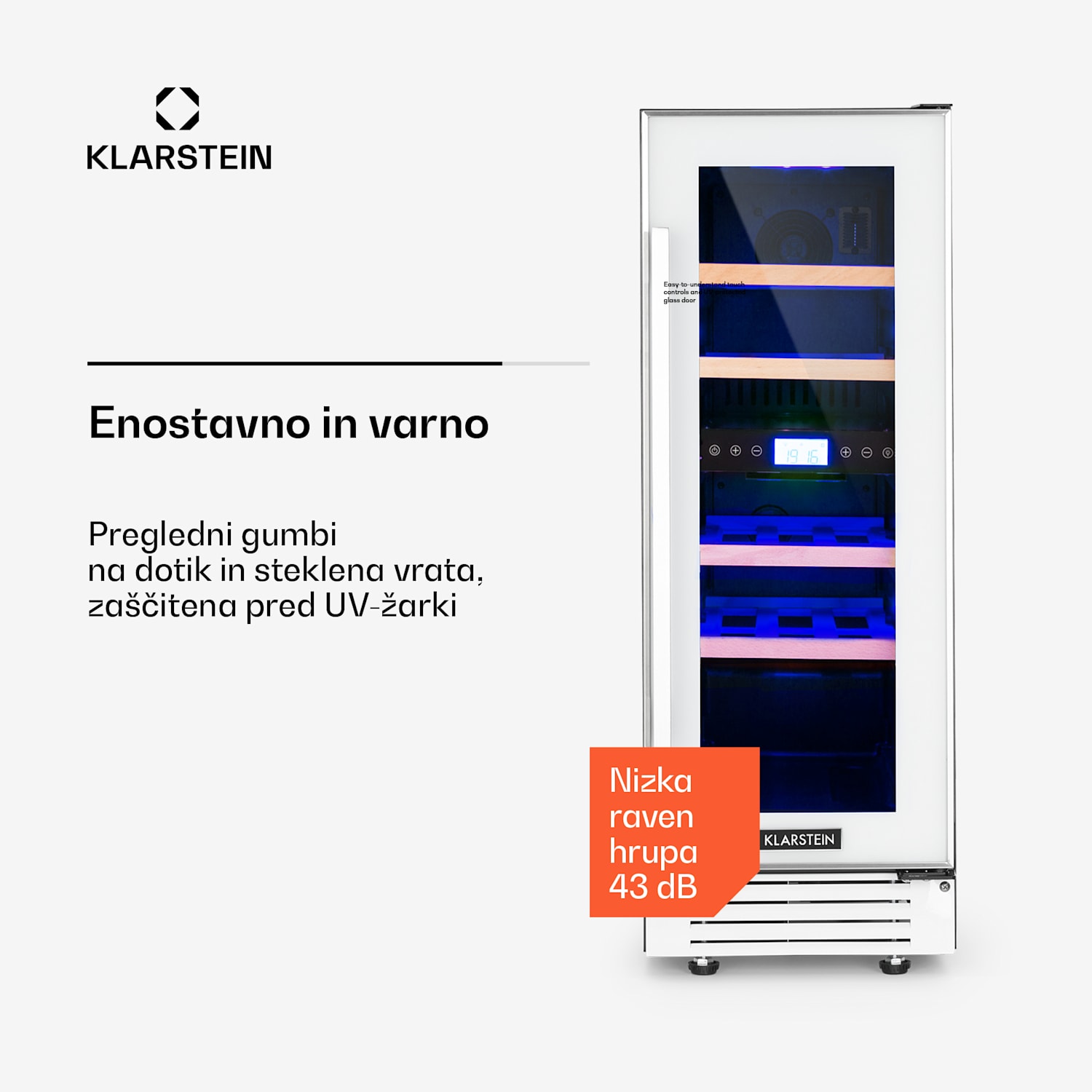 Vinovilla 17, dvoconska vinska omara, 53 l, 17 steklenic, 3 barve, bela 