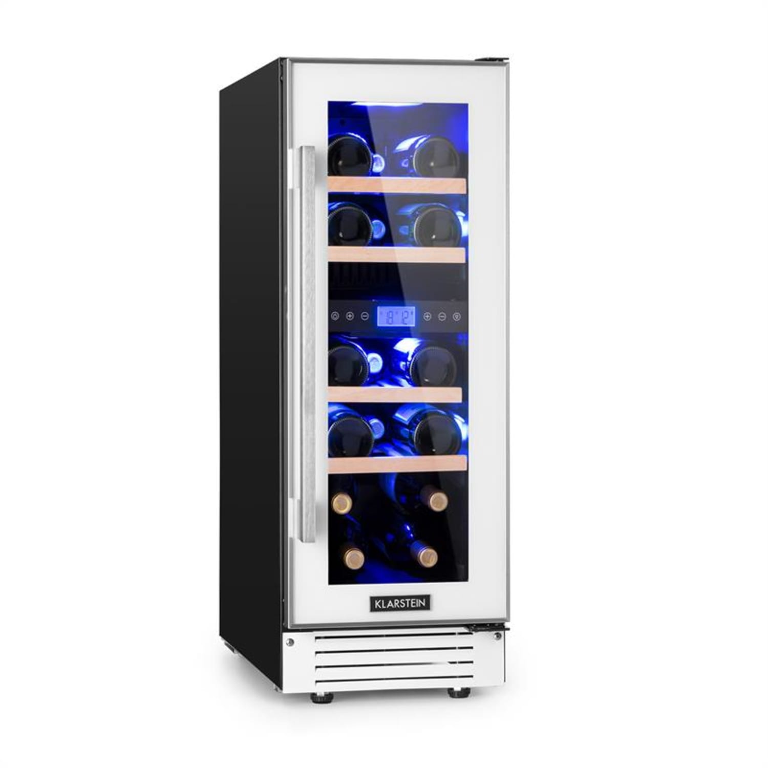 Vinovilla 17 Built-In Duo Nevera doble para vinos, 53 litros, 17 botellas, puerta de cristal y 3 colores 17 botellas | 2 zonas de refrigeración | Vidrio Blanco