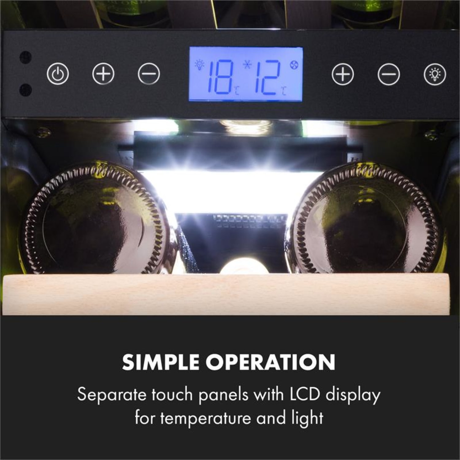 Vinovilla 17 Built-In Duo Nevera doble para vinos, 53 litros, 17 botellas, puerta de cristal y 3 colores 17 botellas | 2 zonas de refrigeración | Vidrio Blanco