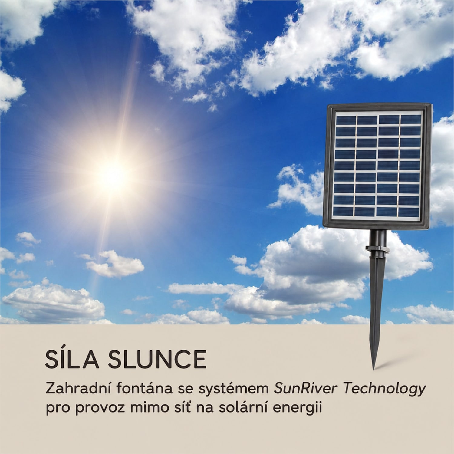 Mantua kaskádová zahradní fontána 4 stupně, akumulátor 2,8W solární LED 