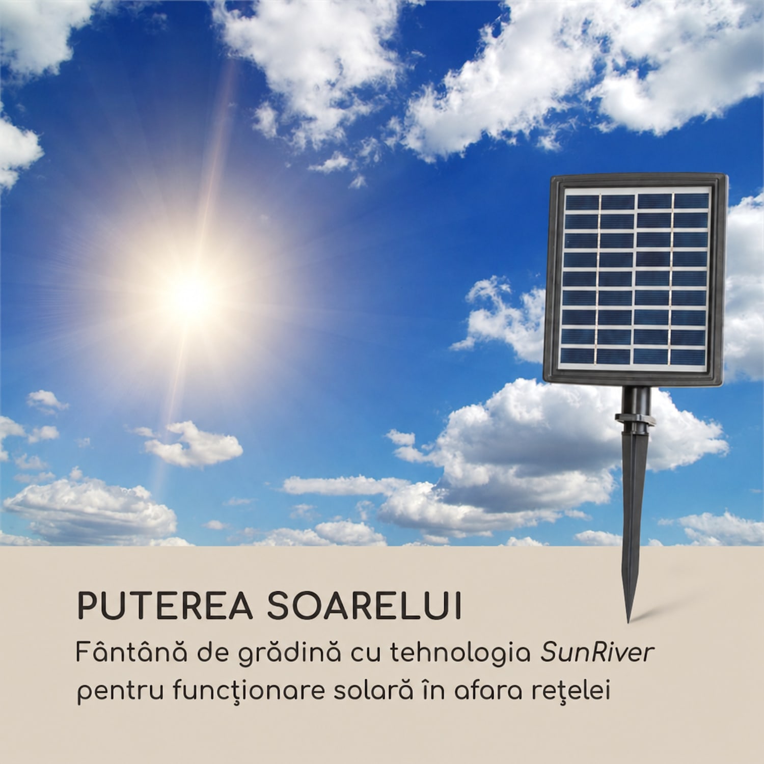 Fântână de grădină Mantua cu cascadă, 4 trepte, cu acumulator 2,8W, LED solar 